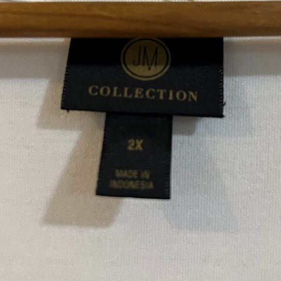 JM Collection Plus Size 2X T Shirt Short Sleeves White Gold - Picture 4 of 5